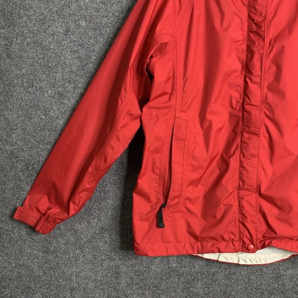 LL Bean GoreTex Windbreaker Jacket Women Medium Red Hooded Zip Front Lined - Picture 4 of 15